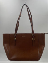 Load image into Gallery viewer, Authentic Lauren Ralph Lauren Womens Brown Leather Double Handle Tote Handbag
