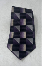 Load image into Gallery viewer, Pierre Cardin Mens Black Purple Check Silk Adjustable Pointed Tie One Size
