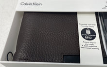 Load image into Gallery viewer, Calvin Klein Mens Brown Leather Credit Card Bifold Wallet w/ Key Fob Set In Box
