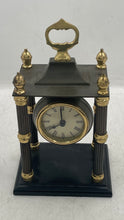 Load image into Gallery viewer, Vintage Bombay Collectible Roman Numerals Black Gold-Tone Mantel Clock
