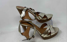 Load image into Gallery viewer, Coach Womens Dani Gold Metallic Leather Ankle Strap Platform Sandals Size 9B
