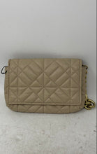 Load image into Gallery viewer, Zara Womens Beige And Gold Leather Quilted Chain Strap Flap Shoulder Handbag
