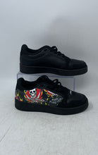 Load image into Gallery viewer, Ed Hardy Mens Skull Flame Black Leather Lace-Up Low Top Sneaker Shoes Size 5
