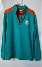 Load image into Gallery viewer, NFL Mens Green Orange Miami Dolphins 1/4 Zip Football Pullover Sweatshirt Size L
