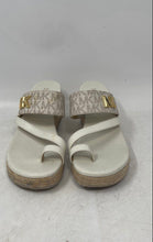 Load image into Gallery viewer, Michael Kors Womens Jilly Mid Ivory Monogram Wedge Espadrille Sandals Size 5.5 M
