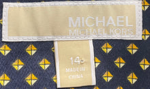 Load image into Gallery viewer, Michael Kors Womens Navy Blue And Yellow Printed Two-Button Blazer Size 14
