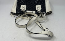 Load image into Gallery viewer, Guess Womens Black And White Monogram Quilted Detachable Strap Satchel Handbag
