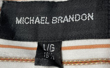 Load image into Gallery viewer, Michael Brandon Mens Brown White Striped Long Sleeve Dress Shirt Size L
