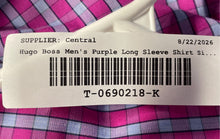 Load image into Gallery viewer, Hugo Boss Mens Purple Check Slim Fit Long Sleeve Dress Shirt Size 15.5 39
