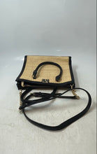 Load image into Gallery viewer, Victoria’s Secret Womens Black Beige Raffia Double Handle Satchel Purse
