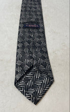 Load image into Gallery viewer, Versa Mens Black And White Printed Adjustable Keeper Loop Pointed Tie
