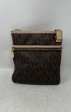 Load image into Gallery viewer, Michael Kors Womens Brown Signature Print Adjustable Strap Crossbody Bag
