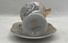 Load image into Gallery viewer, Lot Of 12 Pcs Lorren Home Trends Gray Gold Rose Porcelain Cups And Plates Set

