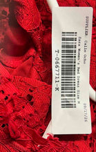 Load image into Gallery viewer, Zara Womens Red Floral Lace Long Sleeve Ruffle Crew Neck Mini Dress Size M
