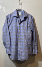 Load image into Gallery viewer, Brooks Brothers Mens Blue Plaid Non-Iron Stretch Slim Fit Dress Shirt Size 15.5
