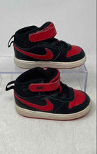 Load image into Gallery viewer, Nike Kids Court Borough Mid 2 Black Red Hook And Loop Sneaker Shoes Size 7C
