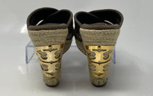 Load image into Gallery viewer, Authentic Tory Burch Womens Brown Wedge Espadrille Heels Size 6.5M Damaged
