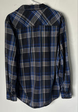 Load image into Gallery viewer, INC International Concepts Mens Blue Multi Plaid Snap Button-Up Shirt Size L
