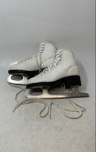 Load image into Gallery viewer, Unisex Kids White Leather Boots High Top Lace-Up Figure Ice Skates Size 13
