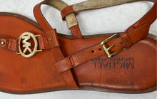 Load image into Gallery viewer, Michael Kors Womens Sondra Brown Leather Open-Toe Buckle Thong Sandals Size 9M
