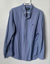 Load image into Gallery viewer, Ralph Lauren Mens Blue Long Sleeve Gingham Print Button-Up Shirt Size L
