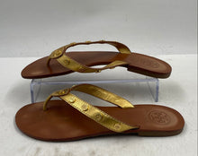 Load image into Gallery viewer, Authentic Tory Burch Womens Gold-Tone Leather Slip-On Flip-Flop Sandals Size 7M
