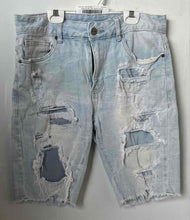 Load image into Gallery viewer, Smoke Rise Mens Blue Distressed Acid Washed Jeans Bermuda Shorts Size W32
