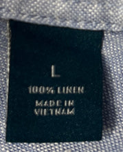 Load image into Gallery viewer, Perry Ellis Mens Light Blue Linen Long Sleeve Button-Up Shirt Size Large
