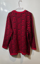 Load image into Gallery viewer, Karl Lagerfeld Womens Red Black Long Sleeve V-Neck Cardigan Sweater Sz XL W/ Tag
