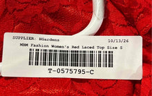 Load image into Gallery viewer, MBM Fashion Womens Red Floral Lace Sleeveless Round Neck Layered Tank Top Size S
