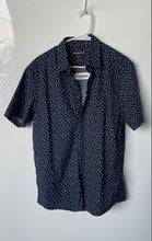 Load image into Gallery viewer, Michael Kors Mens Blue White Floral Print Slim Fit Button-Up Shirt Size Large
