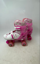 Load image into Gallery viewer, Neon Kids Pink White 4-Wheel Adjustable Ratchet Buckle Roller Skates Size 3-6
