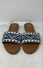 Load image into Gallery viewer, Haute Hippie Womens Blue White Geometric Slip-On Flat Slide Sandals Size 7.5
