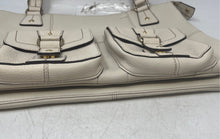 Load image into Gallery viewer, Fossil Womens Beige Pebbled Leather Studded Dual Front Pockets Zip Top Tote Bag
