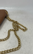 Load image into Gallery viewer, Michael Kors Womens Hamilton Brown Gold Leather Chain Strap Flap Shoulder Purse
