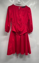 Load image into Gallery viewer, New York &amp; Company Womens Red Pleated 3/4 Sleeve Round Neck Sheath Dress Size S

