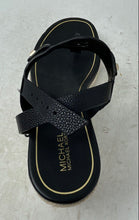 Load image into Gallery viewer, Michael Kors Womens Casey Black Leather Wedge Espadrille Sandals Size 7
