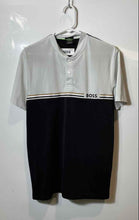 Load image into Gallery viewer, Boss Mens Black And White Colorblock Short Sleeve Slim Fit Polo Shirt Size L
