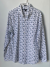 Load image into Gallery viewer, Express Mens White Blue Floral Print Long Sleeve Button-Up Shirt Size Large
