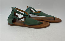 Load image into Gallery viewer, Franco Sarto Womens Green Brown Ankle Strap Back Zip Thong Sandals Size 8
