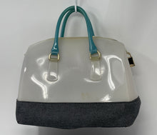 Load image into Gallery viewer, Authentic Furla Womens Gray Green Zipper Top Handle Satchel Handbag Damaged

