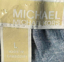Load image into Gallery viewer, Michael Kors Womens Blue Short Flutter Sleeve Off The Shoulder Blouse Top Size L
