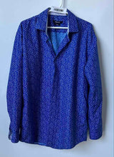 Load image into Gallery viewer, Nine West Mens Blue White Printed Classic Fit Dress Shirt Size M 15-15.5 34/35
