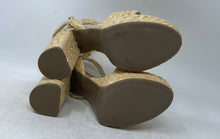 Load image into Gallery viewer, Guess Womens Gabela Gold Leather Open Toe Block Platform Heels Size 10M
