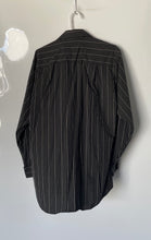 Load image into Gallery viewer, Calvin Klein Mens Black White Striped Cotton Dress Shirt Size M 15.5 32/33
