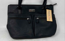Load image into Gallery viewer, MultiSac Womens Black Leather Double Handle Shoulder Handbag With Tag
