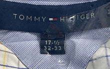Load image into Gallery viewer, Tommy Hilfiger Mens White Check Print Long Sleeve Dress Shirt Size 17 1/2
