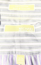 Load image into Gallery viewer, Michael Kors Mens Purple Striped Long Sleeve Dress Shirt Size L 16.5 34/35
