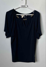 Load image into Gallery viewer, Michael Kors Womens Blue Short Sleeve Keyhole Front Blouse Top Size Large
