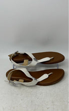 Load image into Gallery viewer, Michael Kors Womens White &amp; Brown Leather Buckle Strap Thong Sandals Size 6.5M
